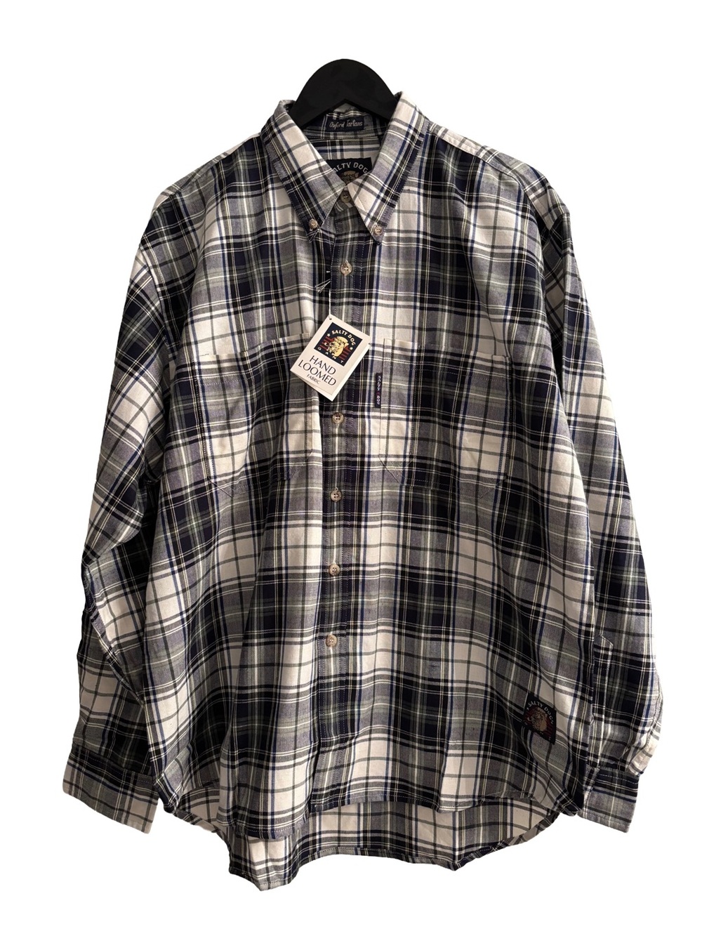 VTG 90s Gant Salty Dog Plaid Flannel Button Down Shirt - Size L Deadstock